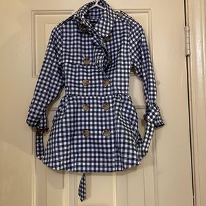 🥳🎊HOST PICK🎉🎉 Lauren blue and white plaid trench jacket